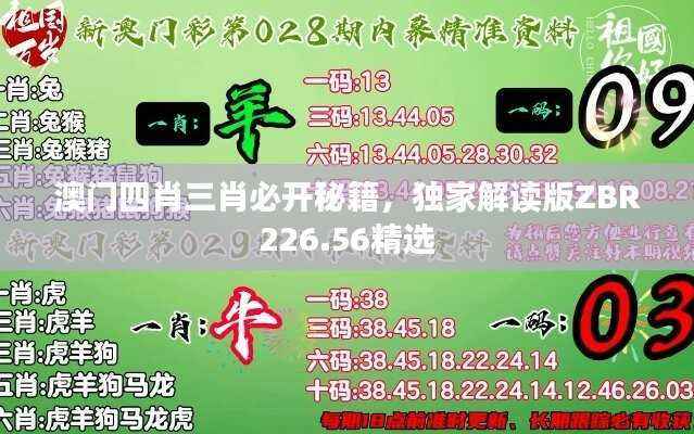 澳门四肖三肖必开秘籍,独家解读版ZBR226.56精选