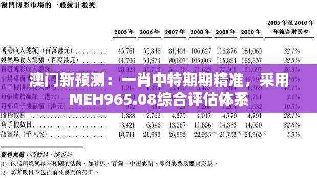 澳门新预测：一肖中特期期精准，采用MEH965.08综合评估体系