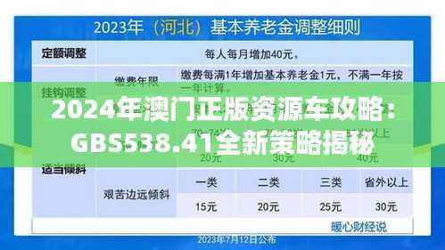 2024年澳门正版资源车攻略:GBS538.41全新策略揭秘