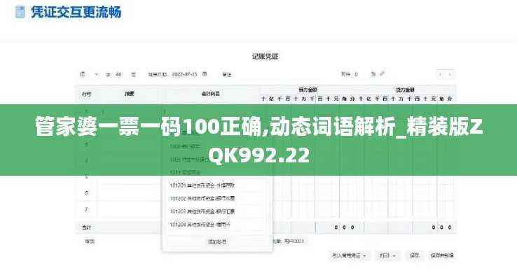 管家婆一票一码100正确,动态词语解析_精装版ZQK992.22