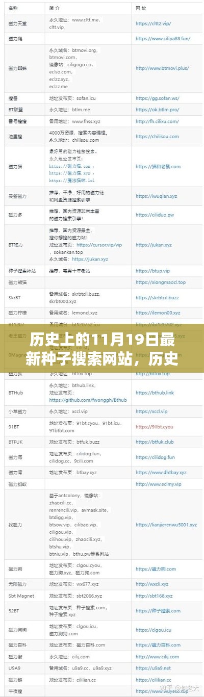 历史上的11月19日,最新种子搜索网站测评与介绍