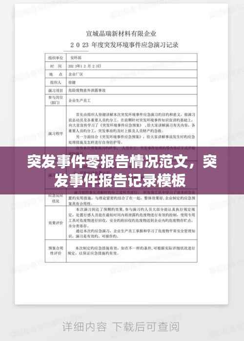 突发事件零报告情况范文,突发事件报告记录模板