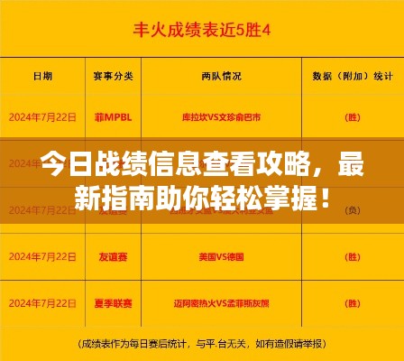 今日战绩信息查看攻略,最新指南助你轻松掌握!