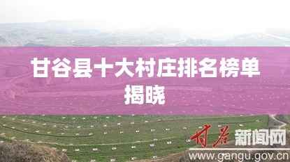 甘谷县十大村庄排名榜单揭晓