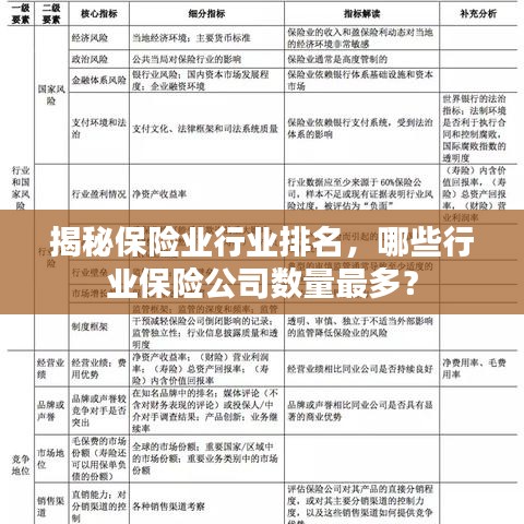 揭秘保险业行业排名,哪些行业保险公司数量最多?