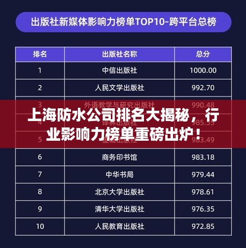 上海防水公司排名大揭秘,行业影响力榜单重磅出炉!