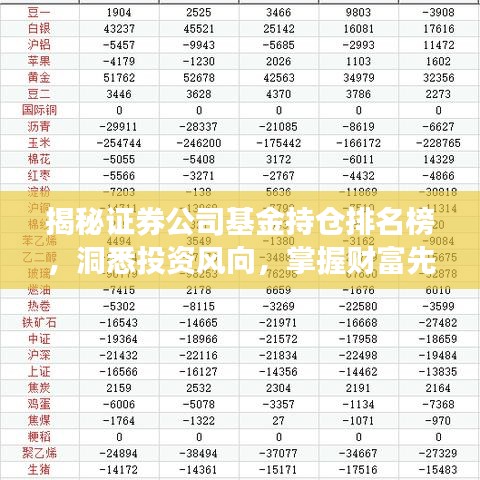揭秘证券公司基金持仓排名榜,洞悉投资风向,掌握财富先机!